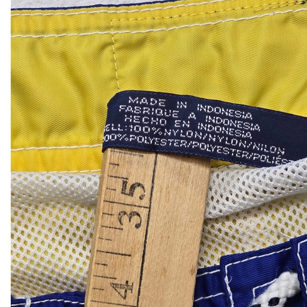 Tommy Hilfiger Board Shorts Colorblock Swim Trunks Blue Yellow Mens Large Y2K - Picture 3 of 6